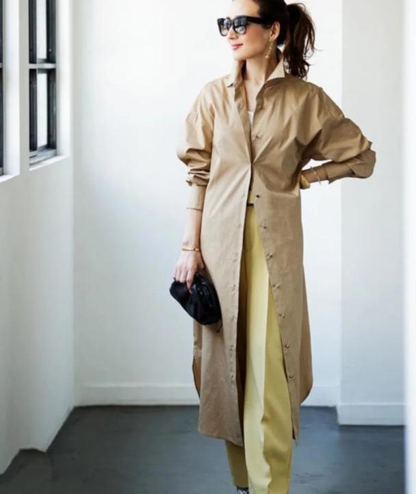 不会穿的中年小个子女性试试长款衬衣日系优雅穿法显高又显瘦
