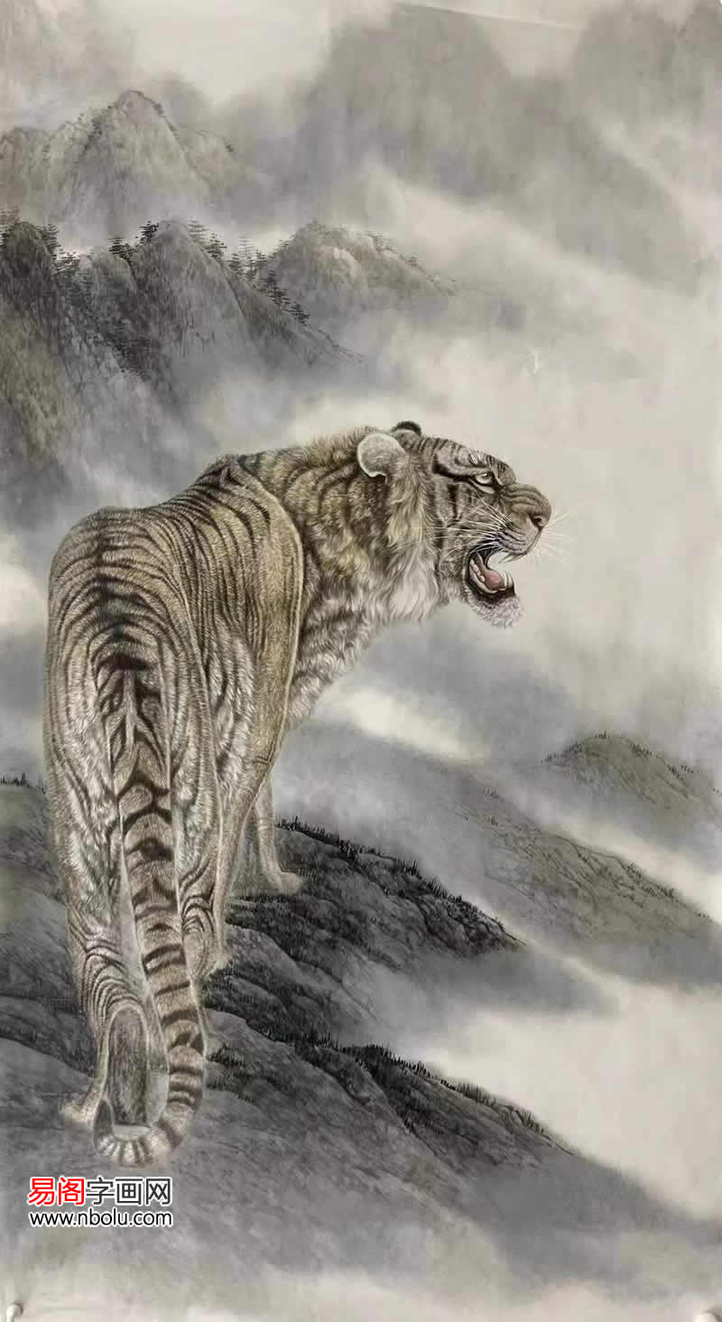 王建辉画虎虎啸国威纸上雄风