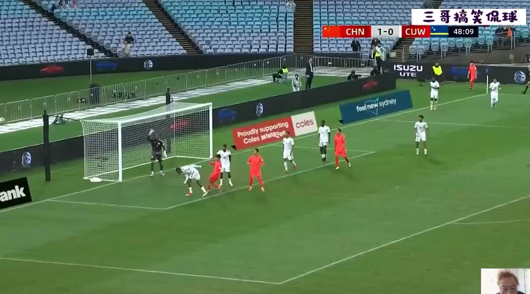 中国男足vs库拉索，没想到王钰栋精彩头球射门顶偏了太可惜