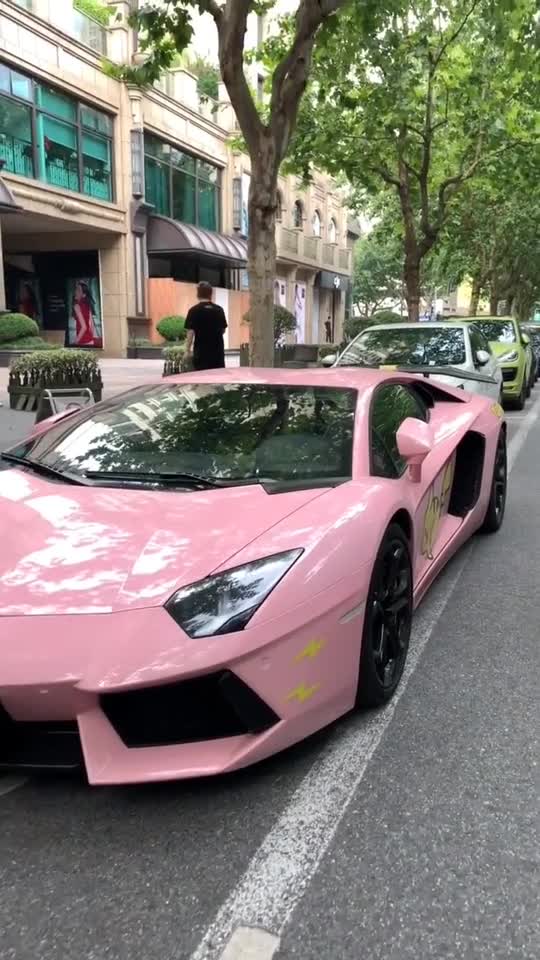 粉色的兰博基尼,是我做梦开过的车,看到它我很激动!_手机新浪网