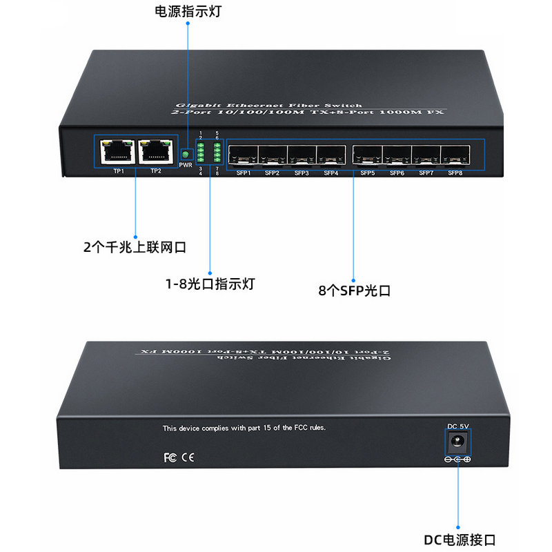 汉源高科8光2电全千兆光纤交换机八光二电光纤收发器光汇聚交换机__财经头条