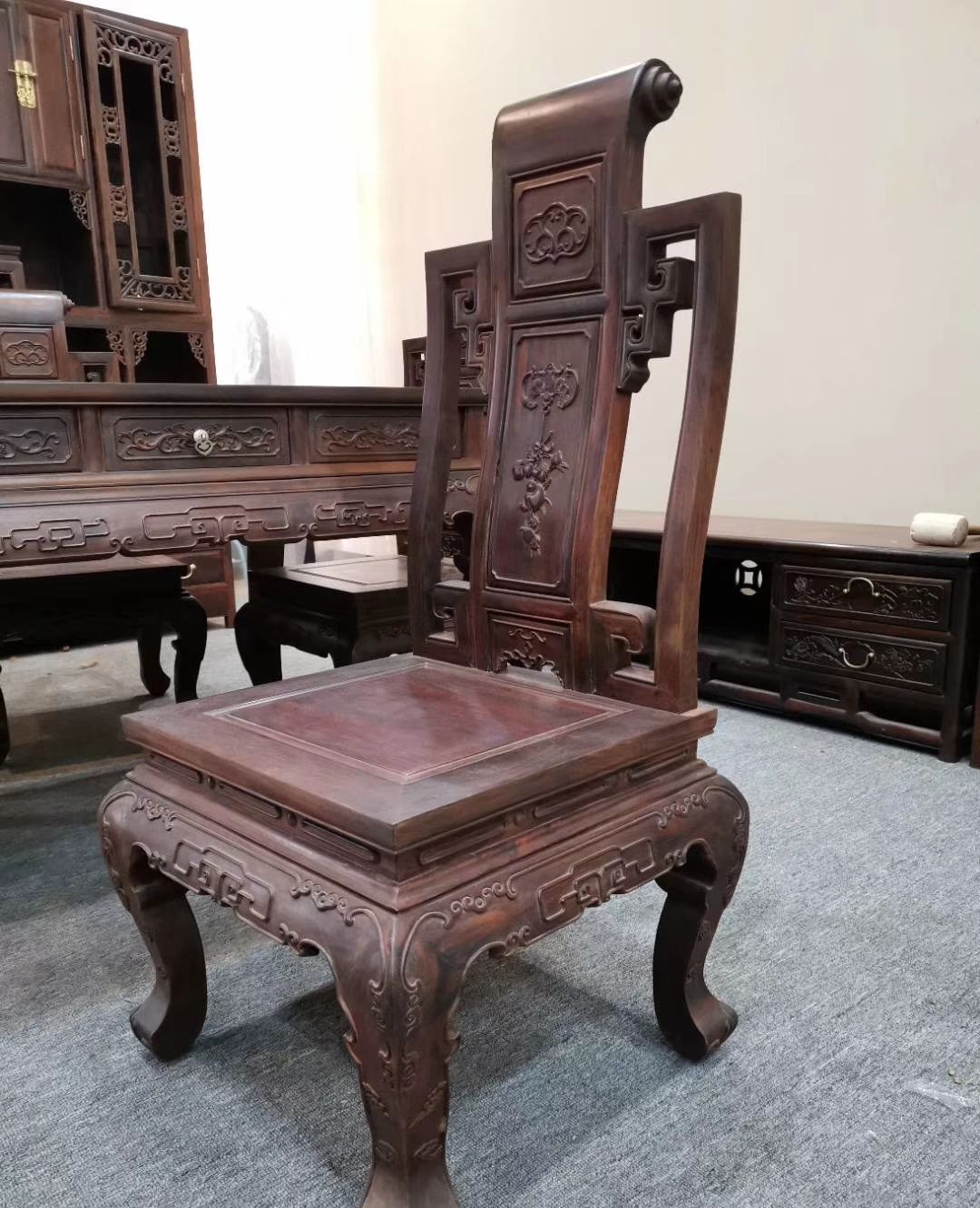 红酸枝卷书椅休闲(加厚款)五件套