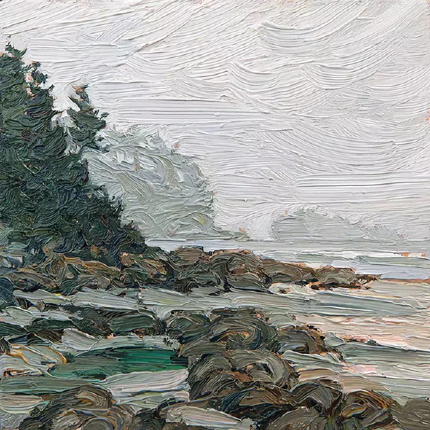 笔触流畅,肌理感极强的风景油画,看完了令人舒心!