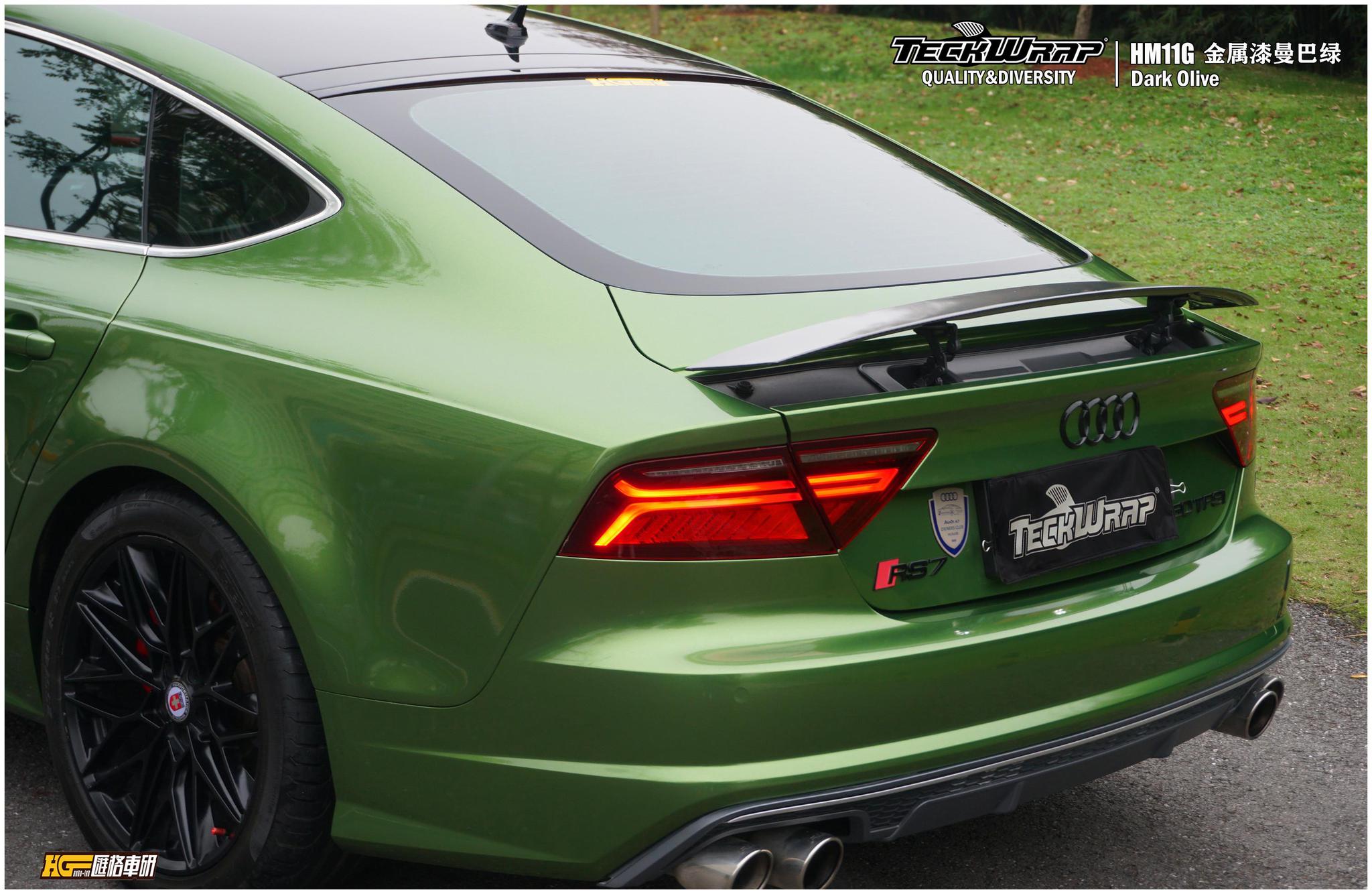 teckwrap秃鹰进口车身改色膜|hm11g金属漆曼巴绿|奥迪a7