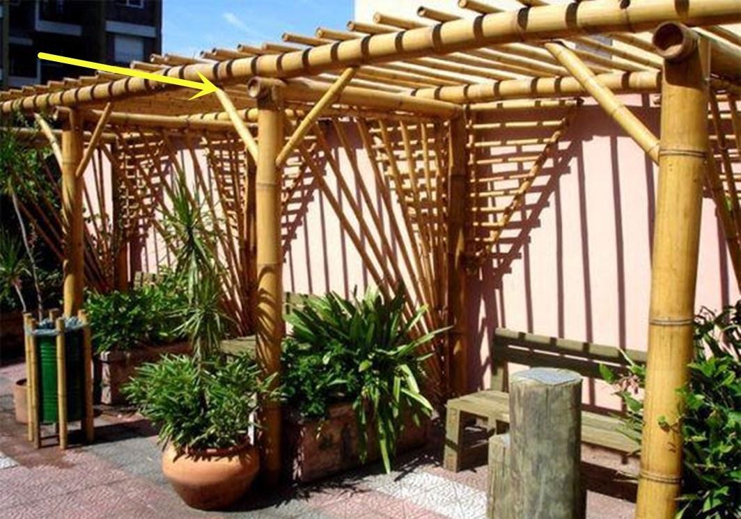 也在院子里搭建个廊架,就像下面这样,用的材料就是就地取材的竹子