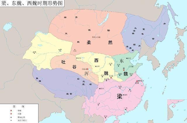 而北朝则是经历了北魏,东魏,西魏,北齐,北周五个政权.