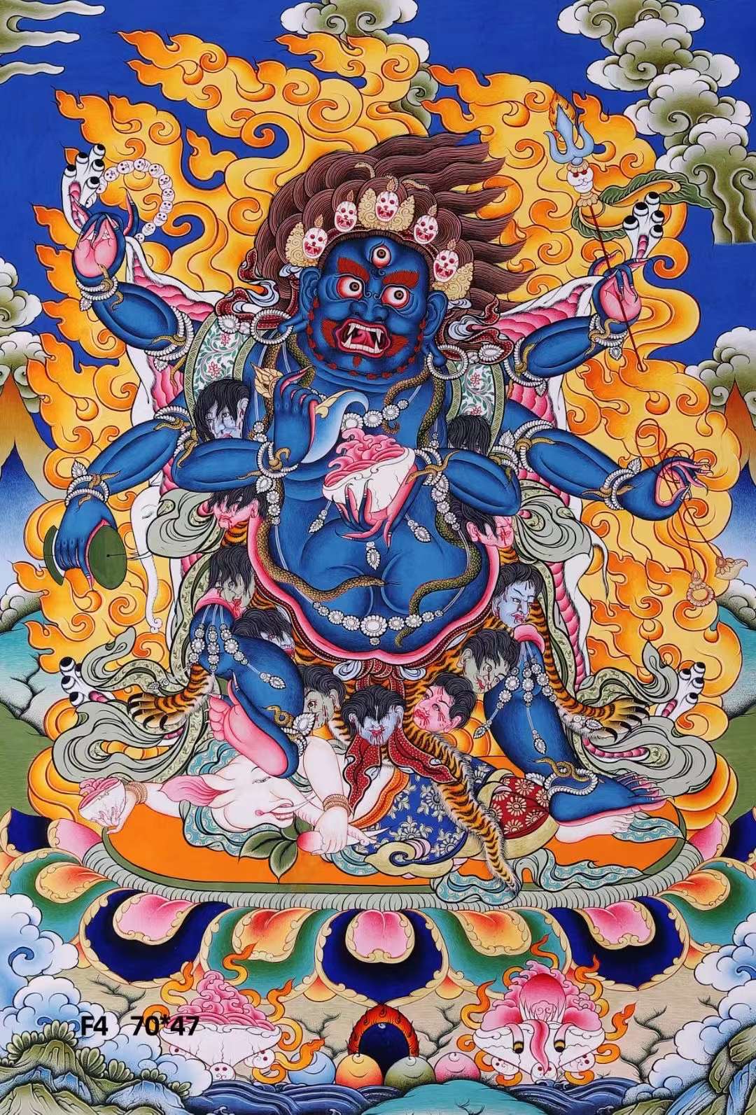 热贡彩绘六臂玛哈嘎拉唐卡鉴赏