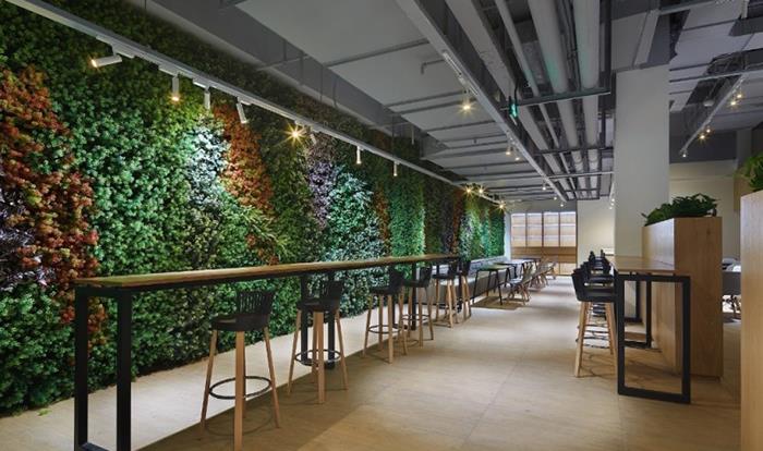 合肥办公室装修:办公室绿植墙设计效果图