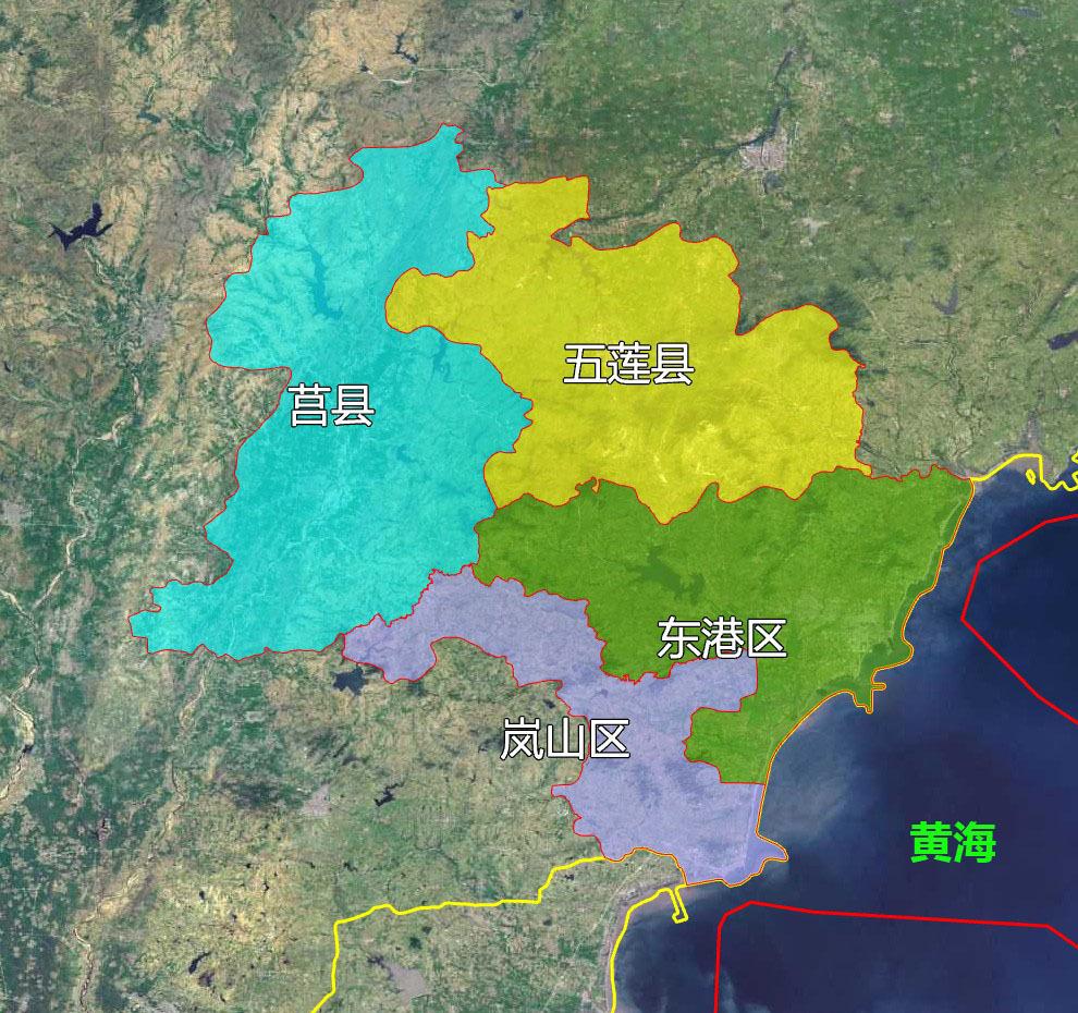 6张地形图快速了解山东省日照各市辖区县