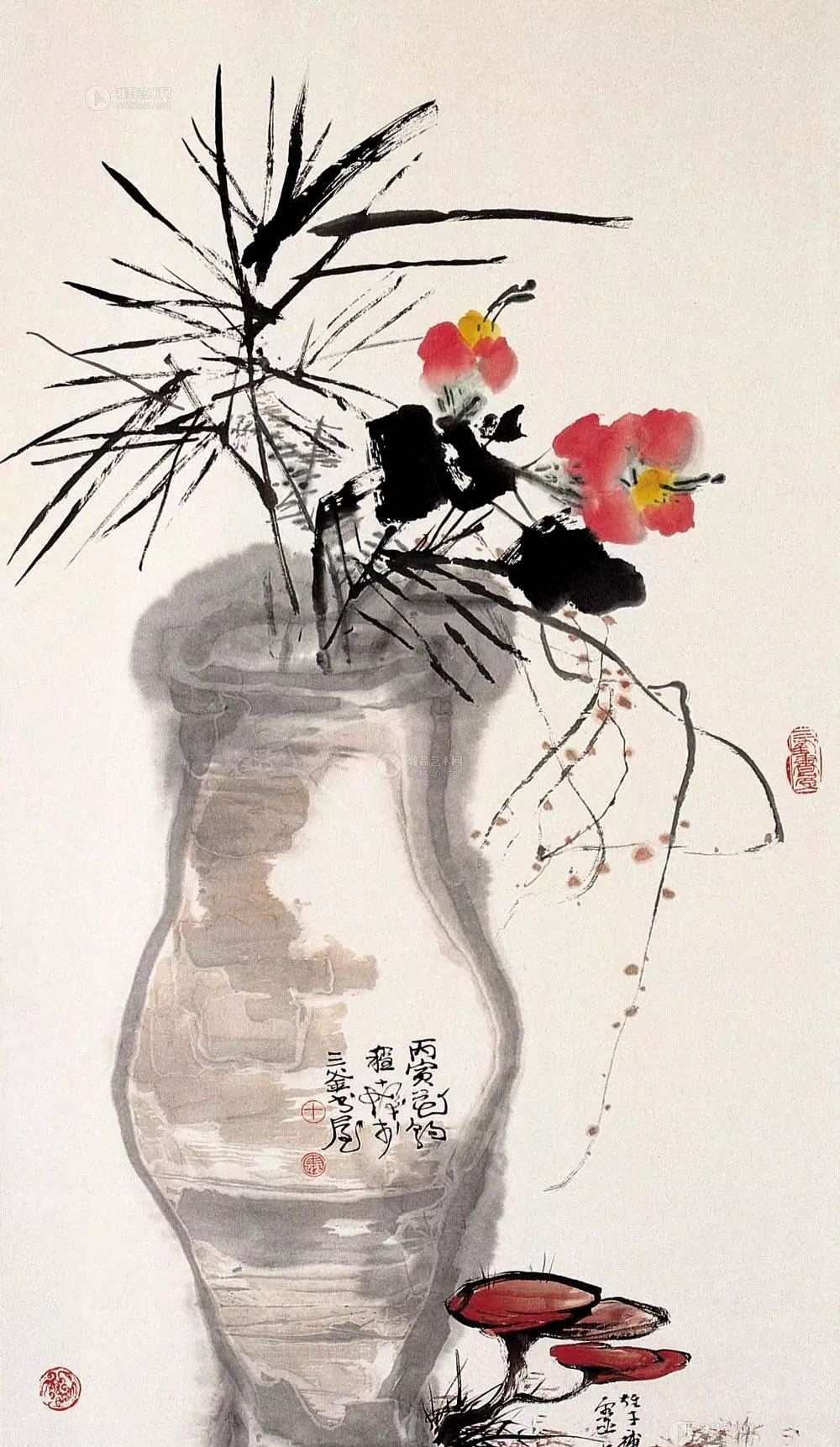他是岭南画派代表人物,善画巨幅山水,还精于花鸟虫草!
