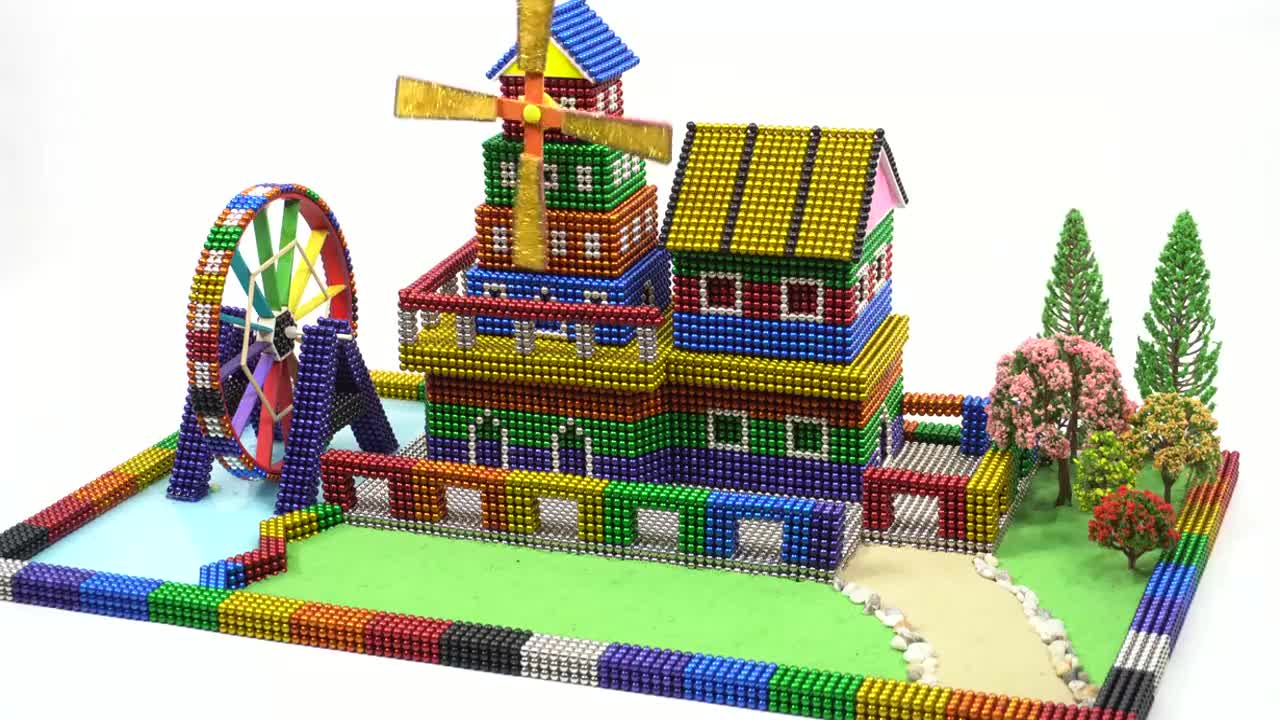 用磁铁球制作漂亮的风车屋这波操作真是太厉害了