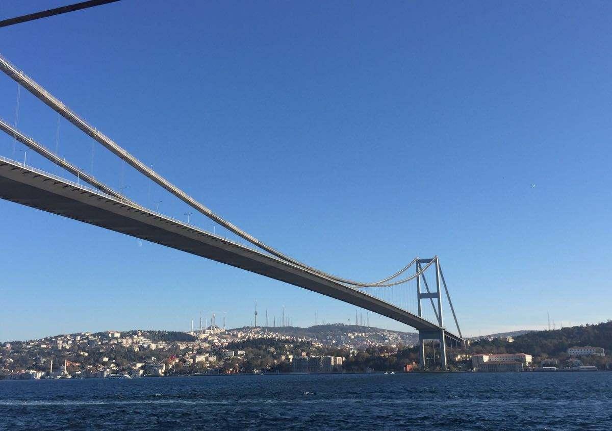 博斯普鲁斯海峡大桥把欧洲亚洲连在一起是欧洲第一大吊桥