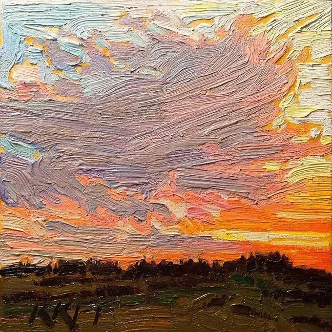 笔触流畅肌理感极强的风景油画看完了令人舒心