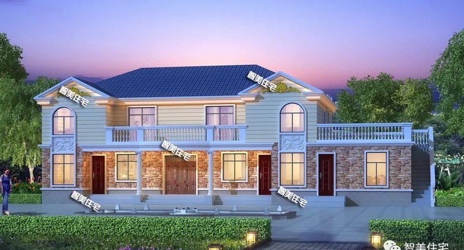 共堂屋设计的双拼别墅,风格设计很相似,两兄弟共建情更深