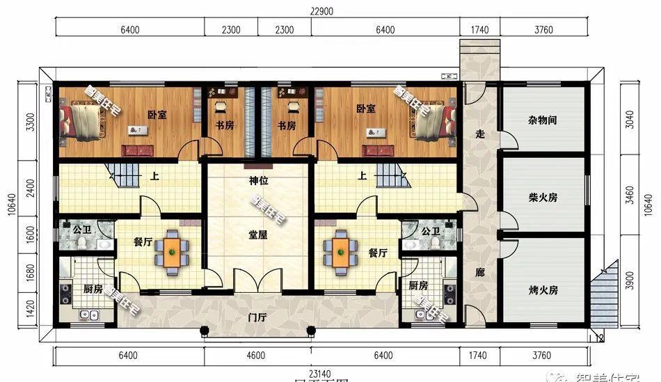 共堂屋设计的双拼别墅,风格设计很相似,两兄弟共建情更深