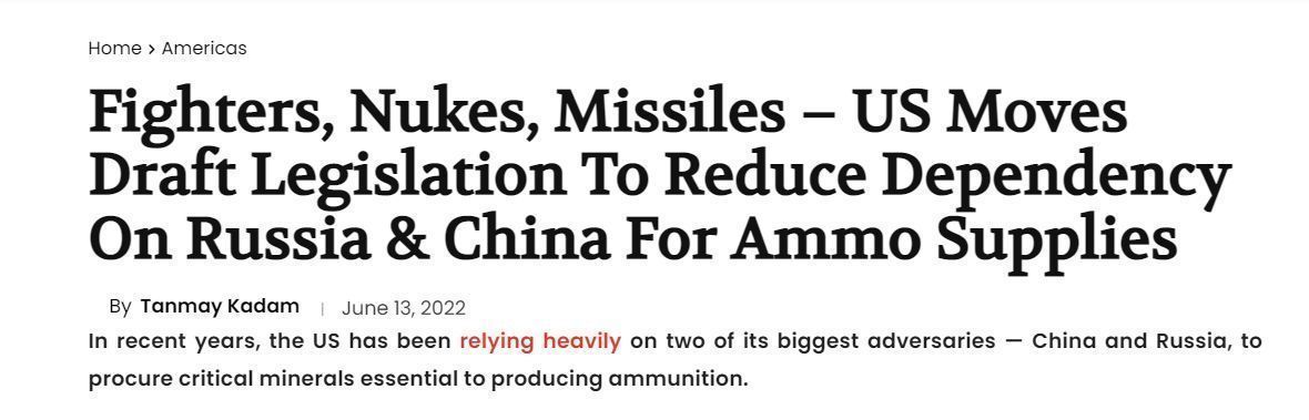 印媒：美军隐身战机、导弹、夜视仪受限，原材料供应已被中国主导休闲区蓝鸢梦想 - Www.slyday.coM