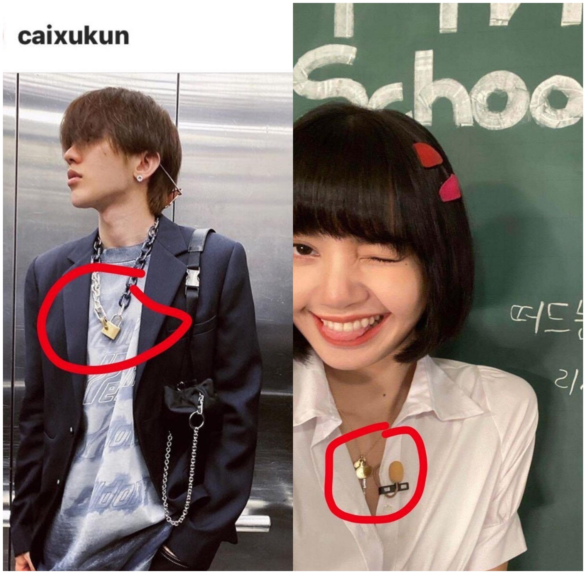 蔡徐坤lisa再发糖!曝继同款挂耳染后,还有情侣项链出镜__财经头条