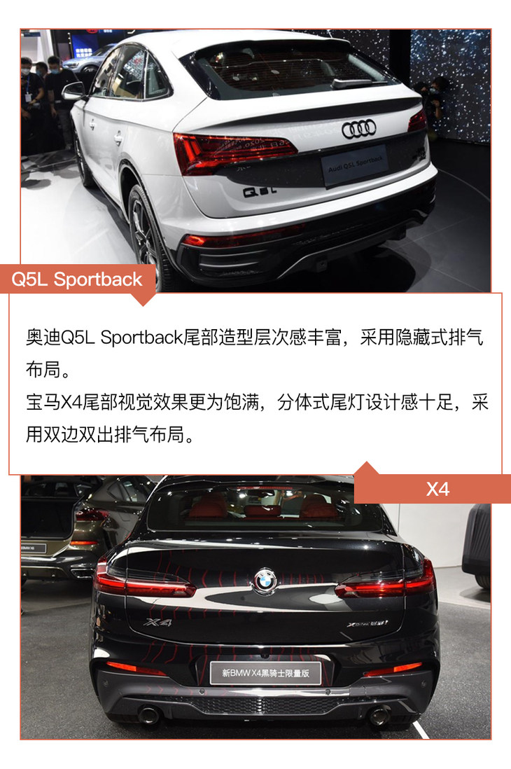 2020北京车展：奥迪Q5L Sportback对比宝马X4