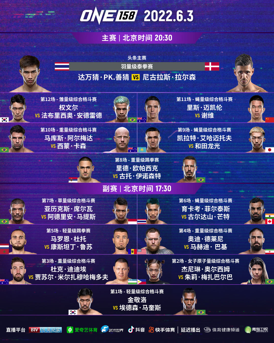 one冠军赛158期比赛6月3日举行中国选手谢维参战