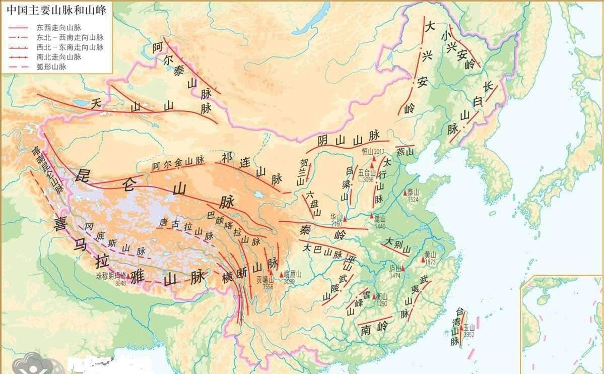 从地图上看,我国的绝大多数山脉都是东西走向,但贺兰山,吕梁山,太行山
