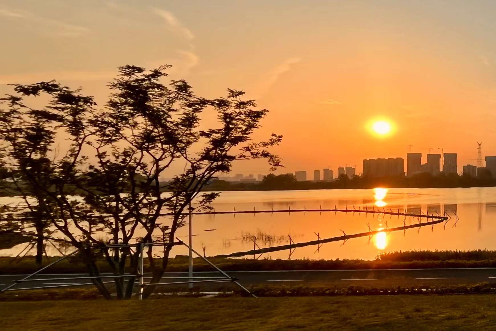 龙阳半岛日落(武汉市汉阳区龙阳湖公园)