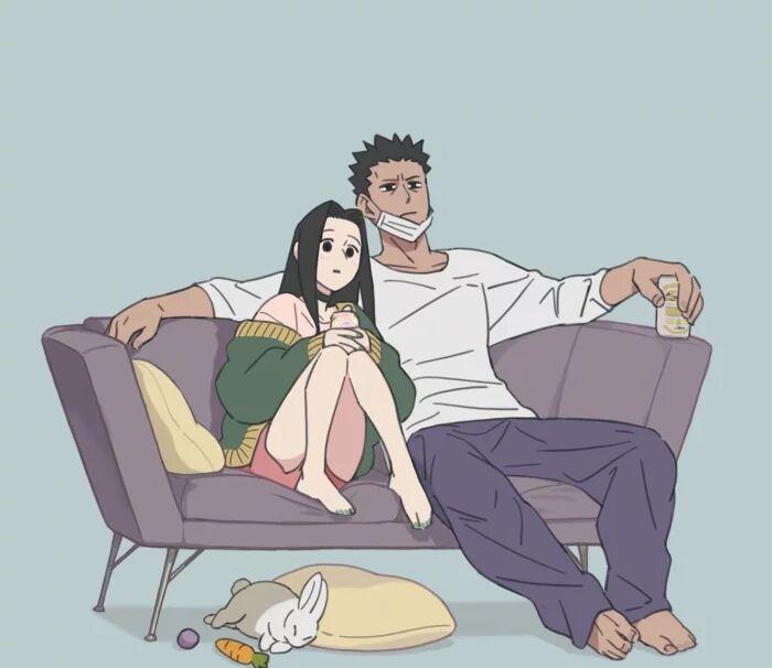 火影同人:再不斩和白的温馨日常,再不斩给白吹头发,一起看电视