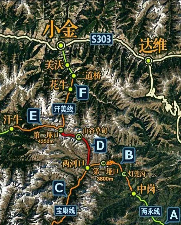 从地图上可以看到,宝康线位于四条国省道(s303,s211,s212,g318)包围