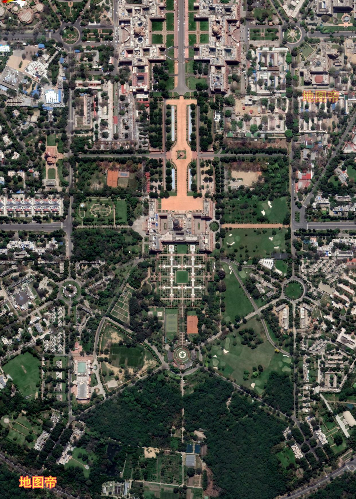 航拍印度新德里,城市规划还是可以的