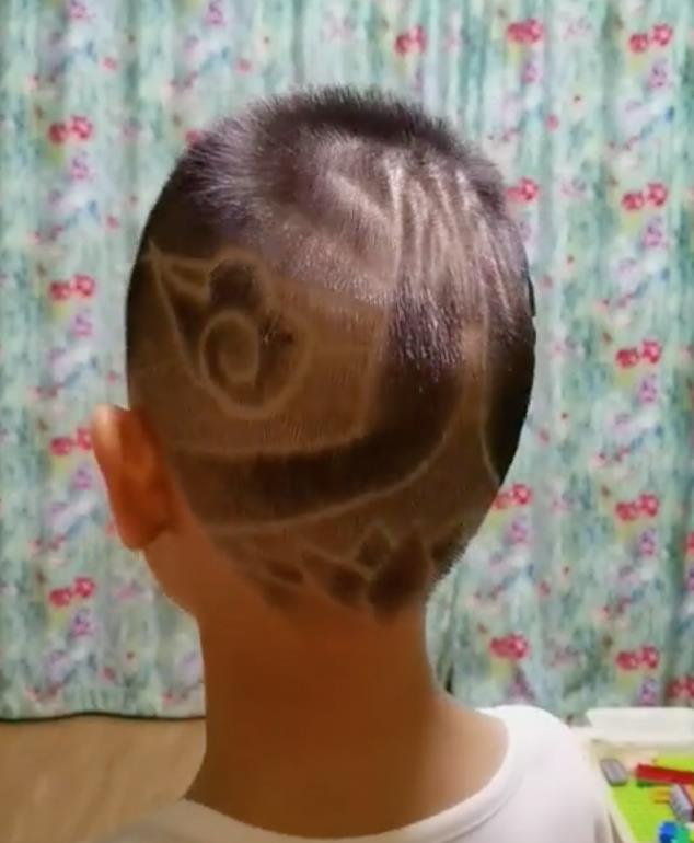 赵文卓晒出9岁儿子新发型,奇特图案引起网友热议|赵文卓|发型|赵子龙