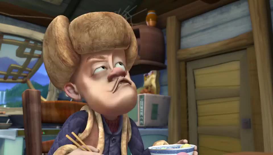 熊出没:光头强吃多了,都直不起来腰了,看来再好吃也要悠着点