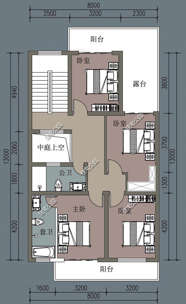 8米开间进深13米两边不能开窗要有老人房该如何设计