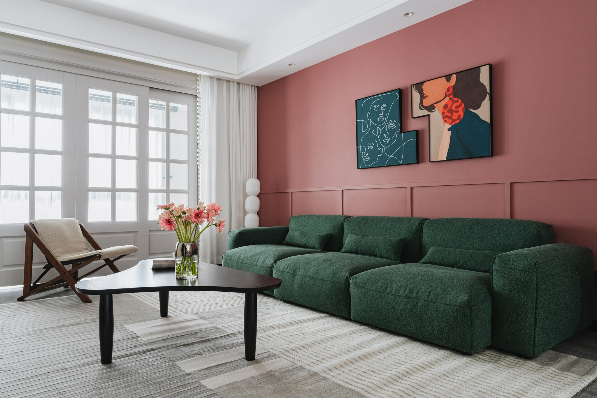 128㎡复古混搭红绿两色搭出浪漫且甜的韵味