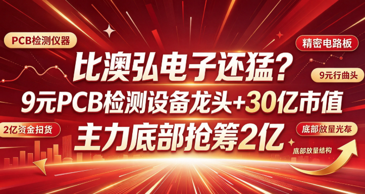 比澳弘电子还猛?9元PCB检测设备龙头+30市值 主力底部抢筹2亿 比澳弘电子还猛?9元PCB检测设备龙头+30市值 主力底部抢筹2亿