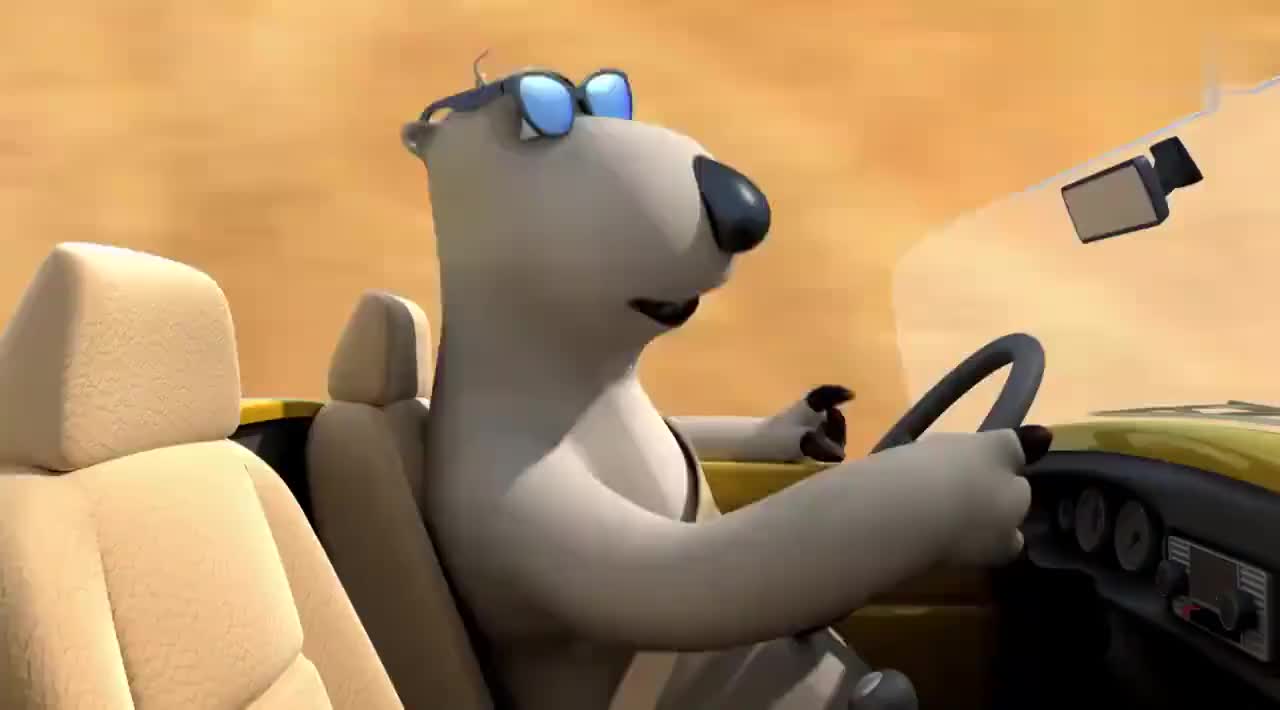 贝肯熊:贝肯熊开车,差点车毁人亡,大家不要学习哦!