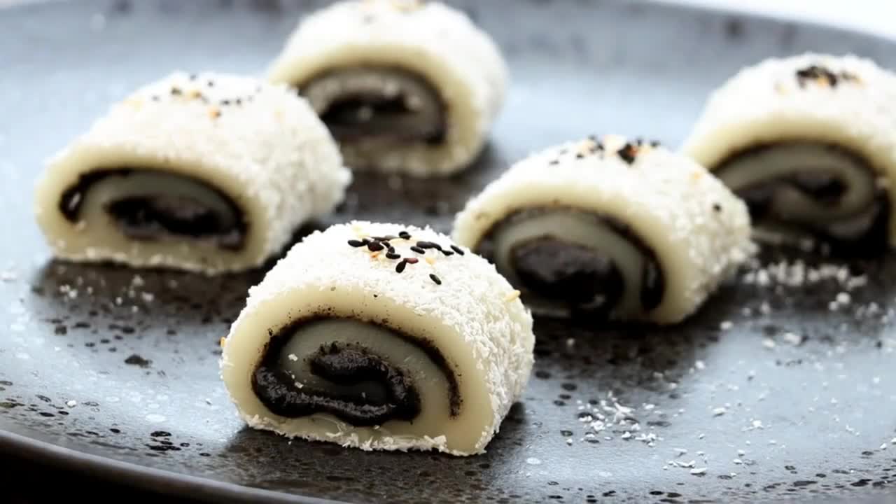 小吃"黑芝麻糯米糕"的做法,超甜