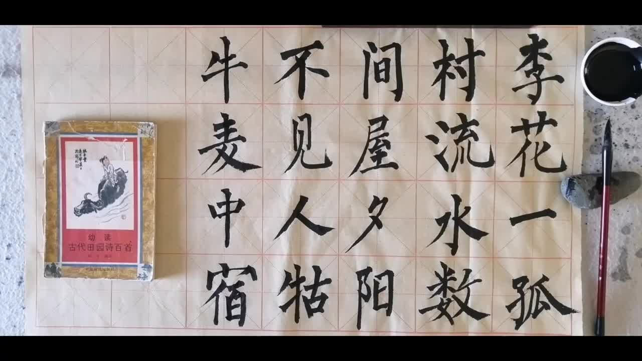 柳体楷书,明末清初女诗人纪映淮诗:李花一孤村,流水数间屋