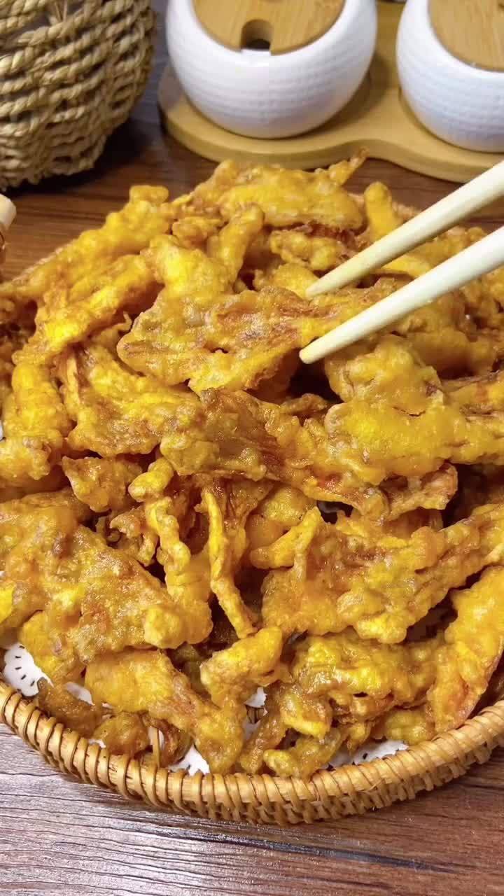 比肉都好吃的干炸蘑菇,吃一口就喜欢上了!