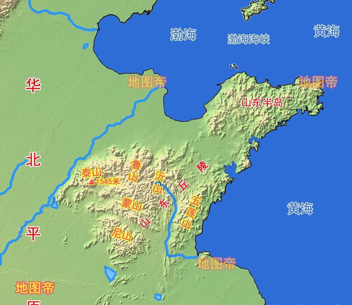 图-山东地形示意图综合地理,历史因素可以发现,从地理位置上河北更