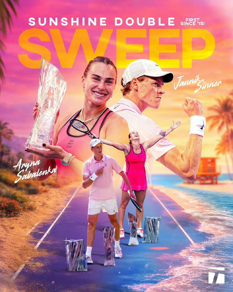 辛纳萨巴再次神同步，双双包揽阳光双赛！