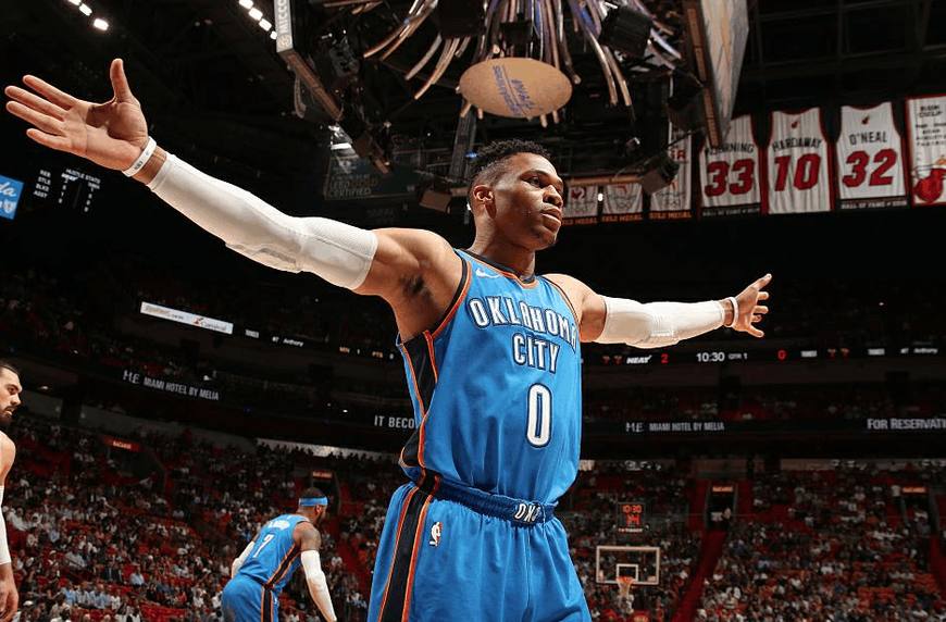 nba现役单场助攻王,也是历史三双王雷霆威少,24次助攻盘活全场_高清