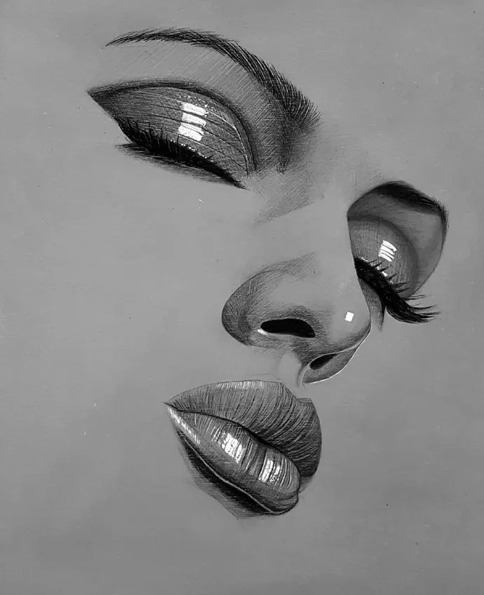 女性的五官素描,这高光真是灵魂之笔啊