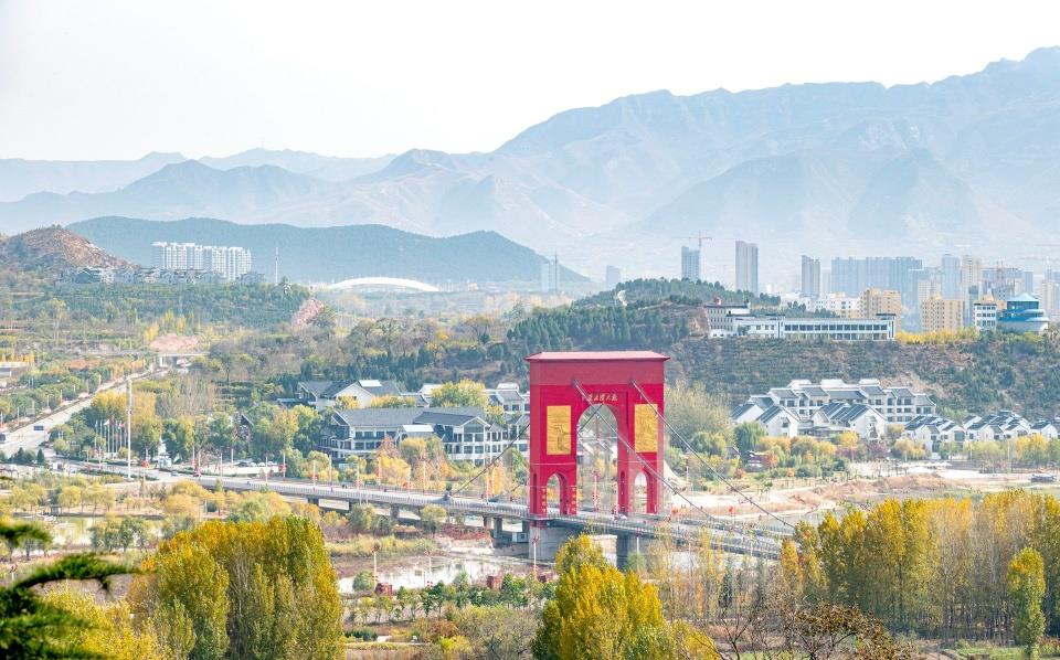 八路军129师司令部村口清漳河上赤水湾大桥雄伟庄严