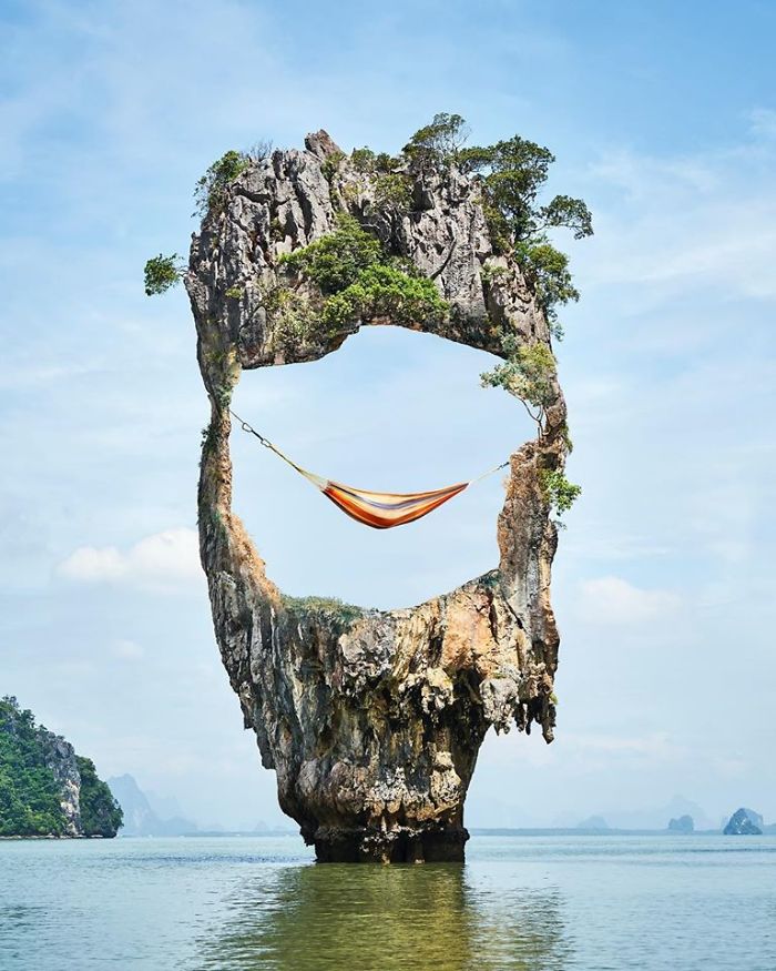 艺术家将人与自然风景融合把人带入另一个世界