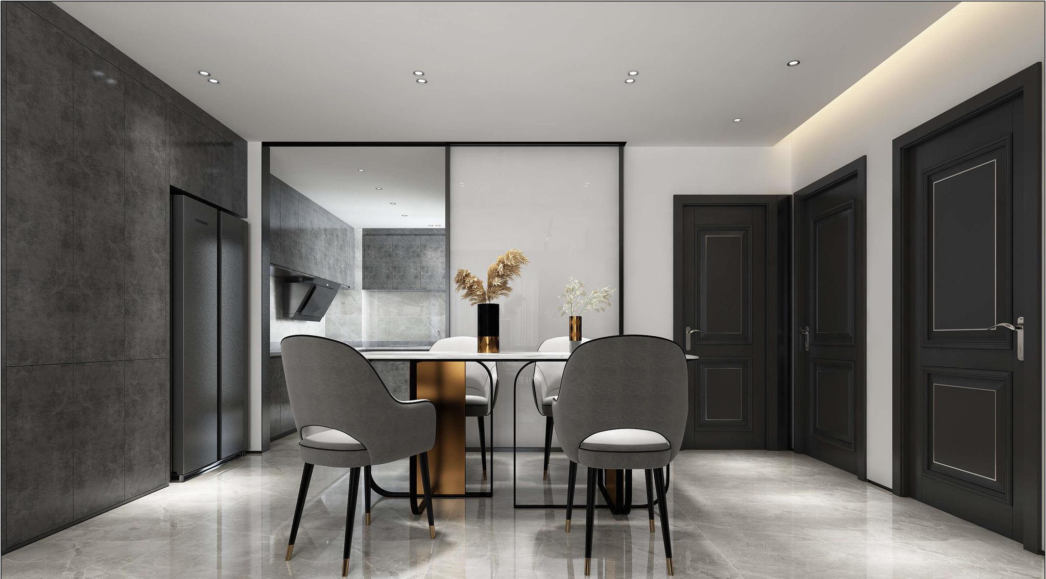 简约风格装修效果图,黑白灰碰撞出的简约二居室