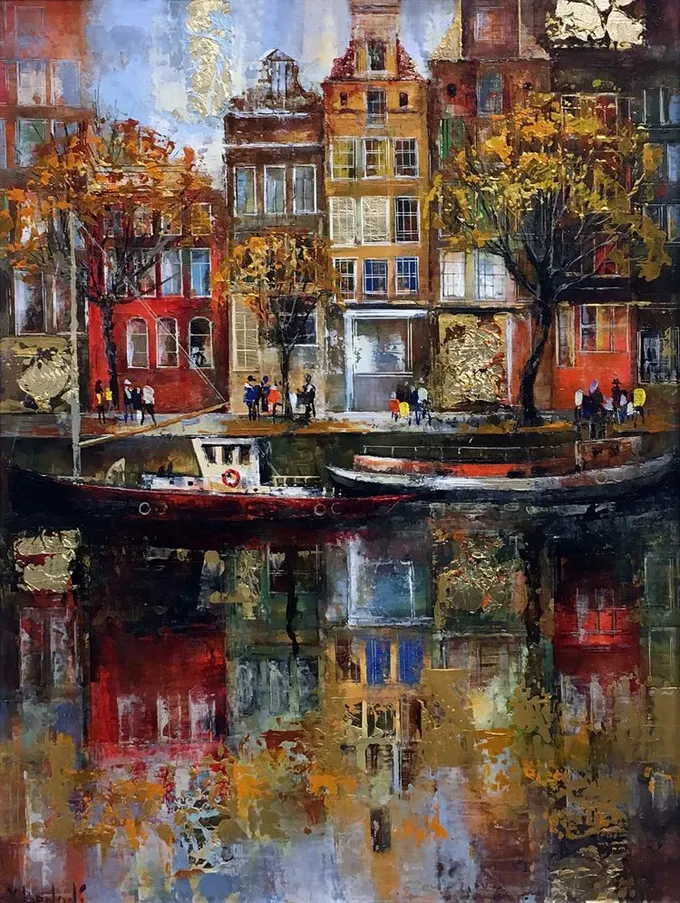 她画的建筑风景,色彩太迷人了