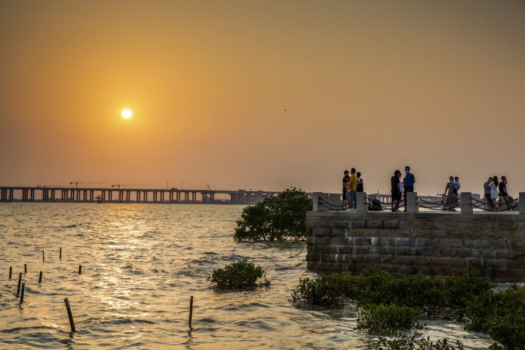 固戍码头掠影站在观海平台赏日落感受海天一色