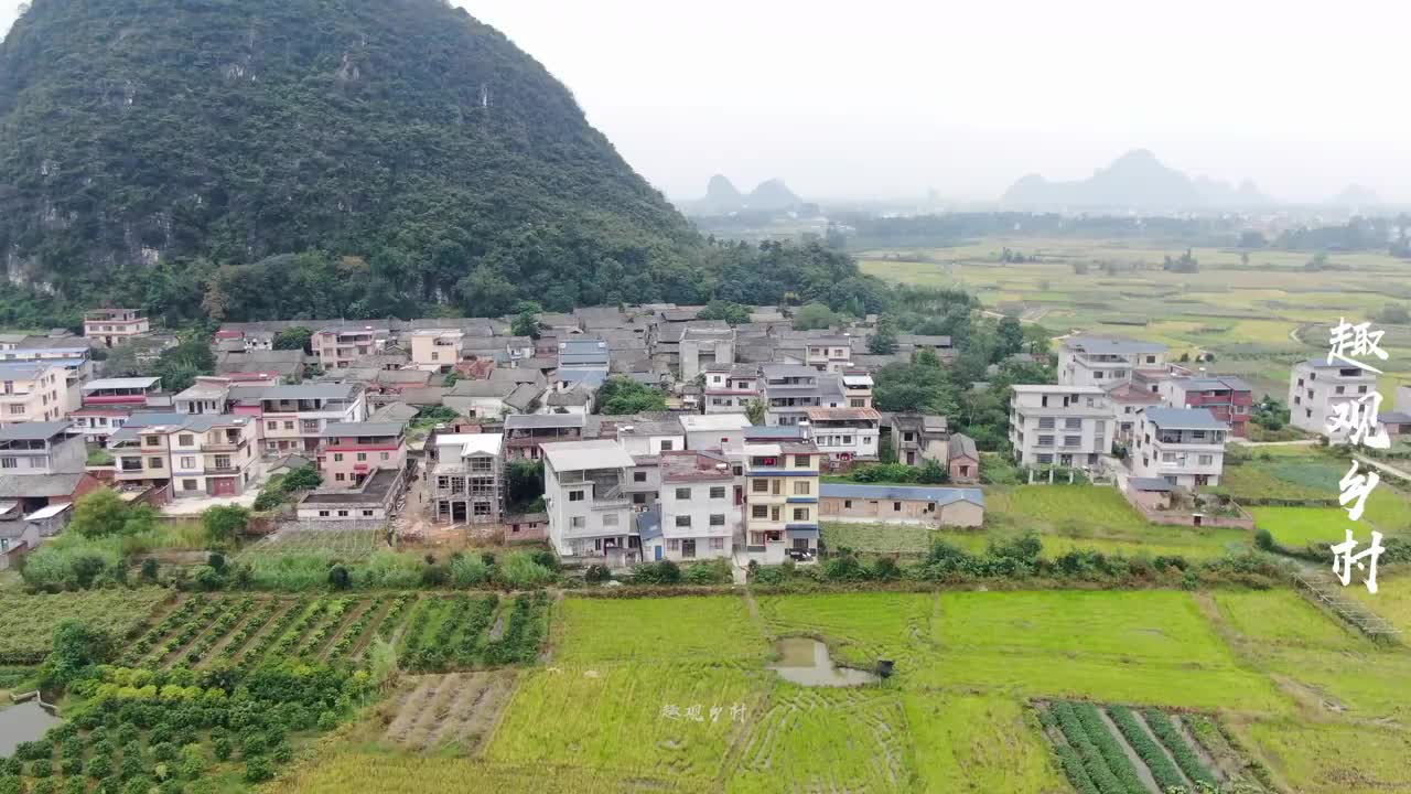 航拍广西桂林白崇禧老宅,位于会仙镇山尾村,外形如同碉堡