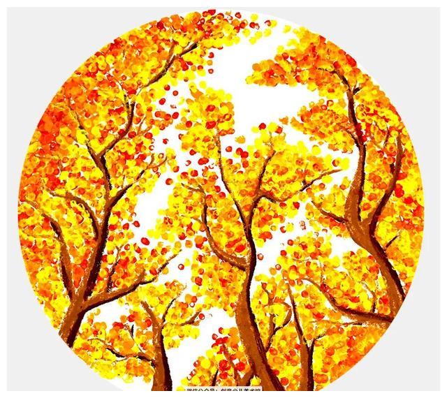 儿童画教程幼儿趣味点彩画深秋的胡杨林