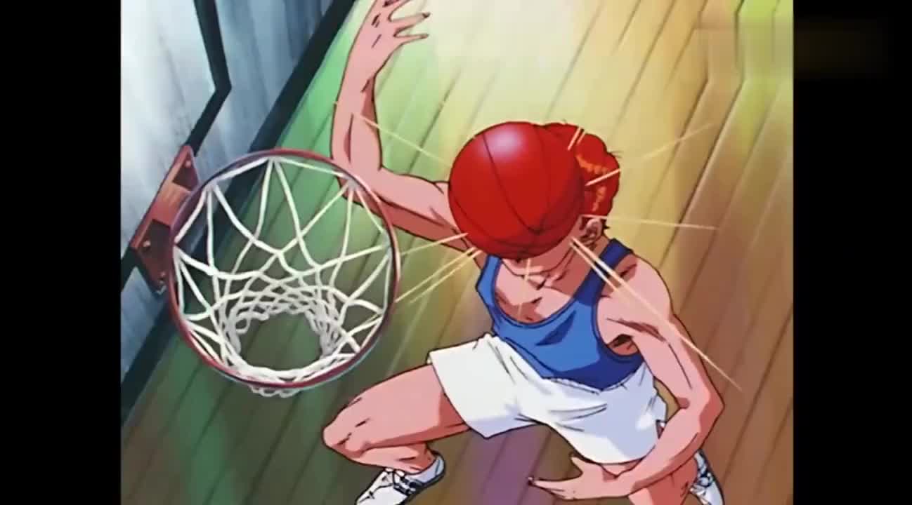 灌篮高手樱木花道一脸严肃地准备带球上篮结果还是不忍直视