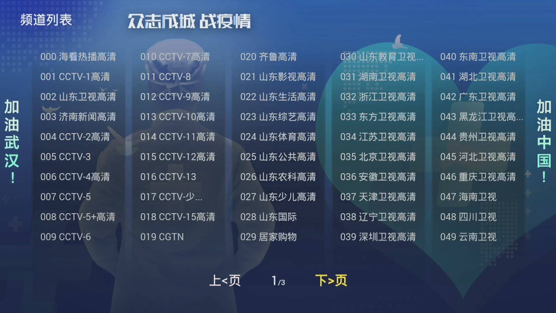 山东地区联通iptv能收看这么多频道 央视3568免费看